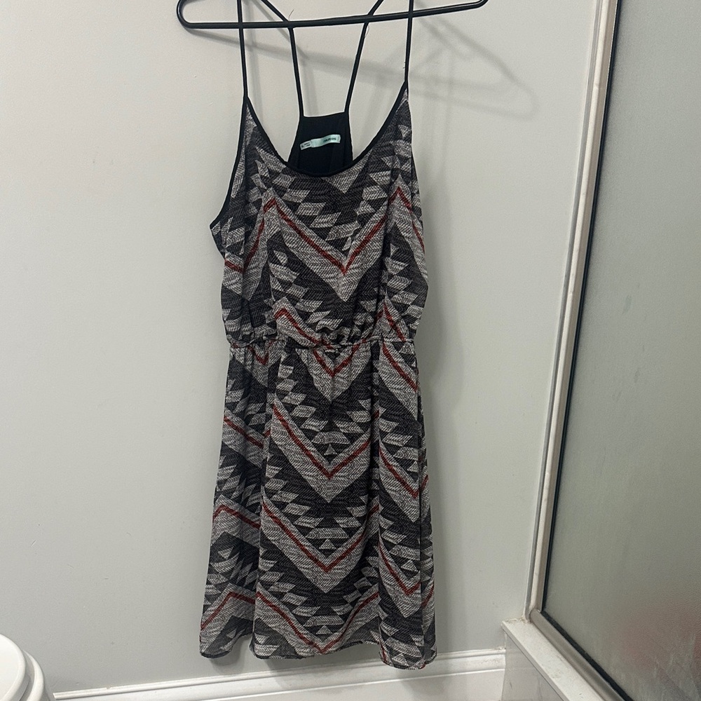Maurices Black, Gray, and Red Geometric Mini Dress